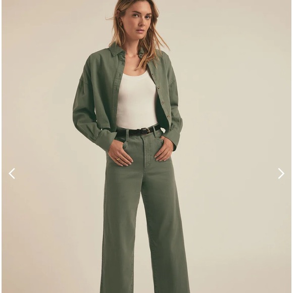 Jackson Rowe Cropped Boyfriend shirt - army green size small - Picture 2 of 6